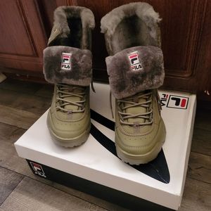 furry fila boots